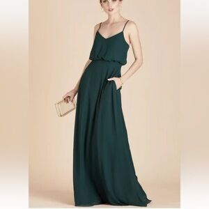 Birdy Grey Gwennie Bridesmaid Dress Chiffon Emerald Green size Medium Maxi